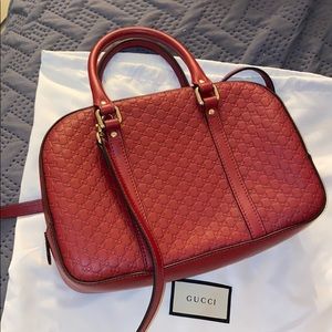 Gucci Guccissima red leather satchel